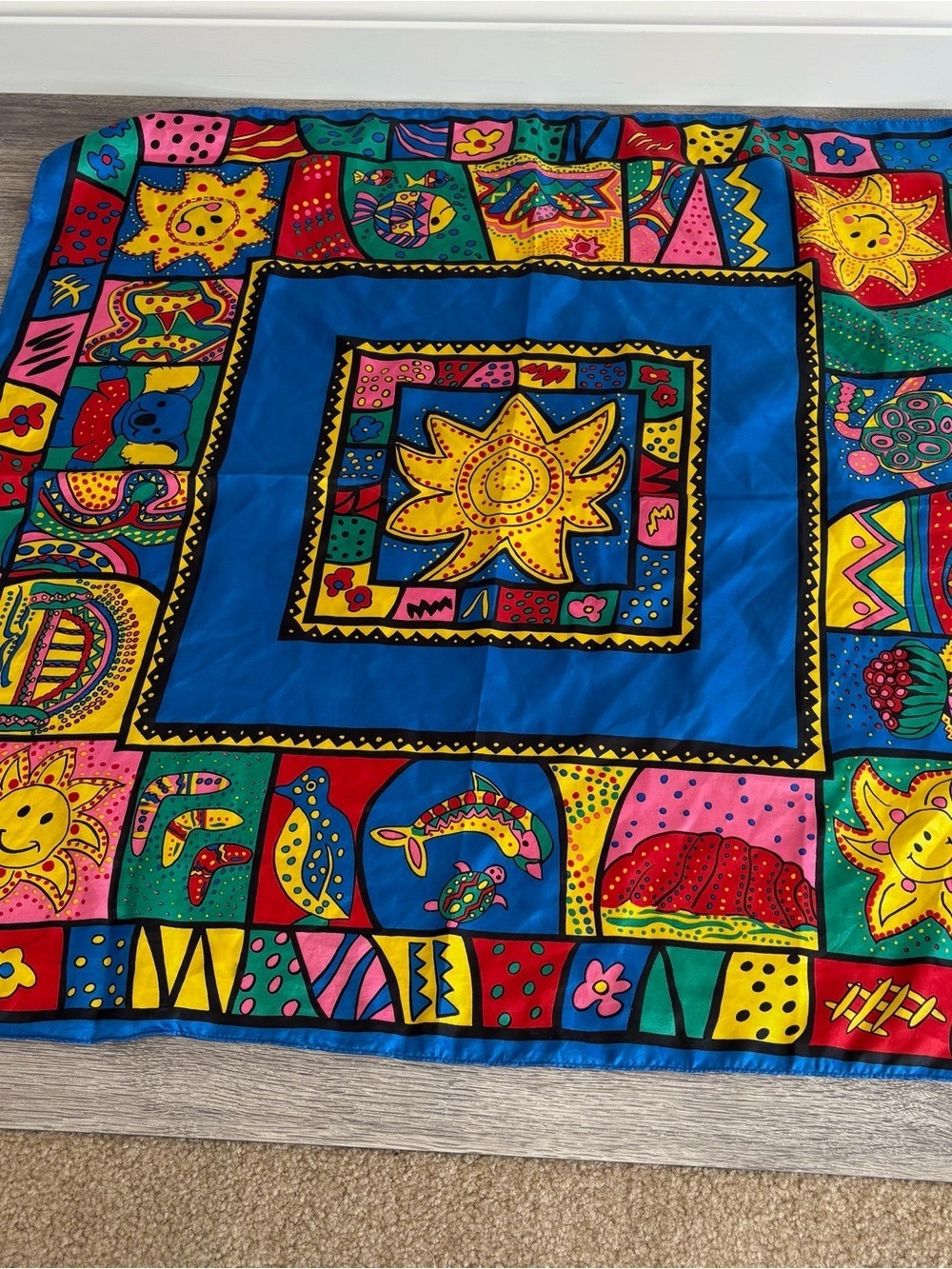 Blue Multicolor Women's Silk-Feel Scarf - Picture 6 of 6